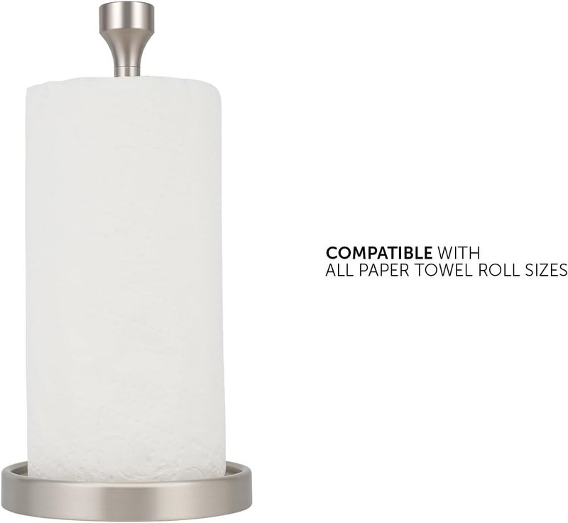 Ivilon Countertop Paper Towel Holder - Modern Bell End Minimalist Design - Color Brushed Nickel - Image 2